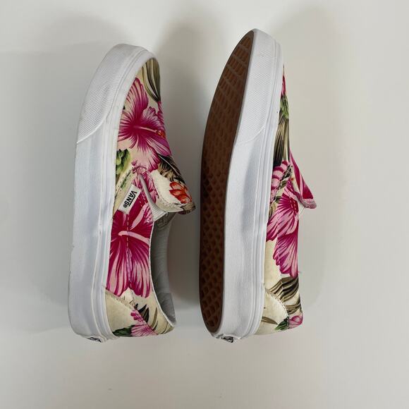 Vans Off the Wall Hibiscus Floral Print Slip On Shoes Women Size 5 Men Size 3.5 - Picture 9 of 14